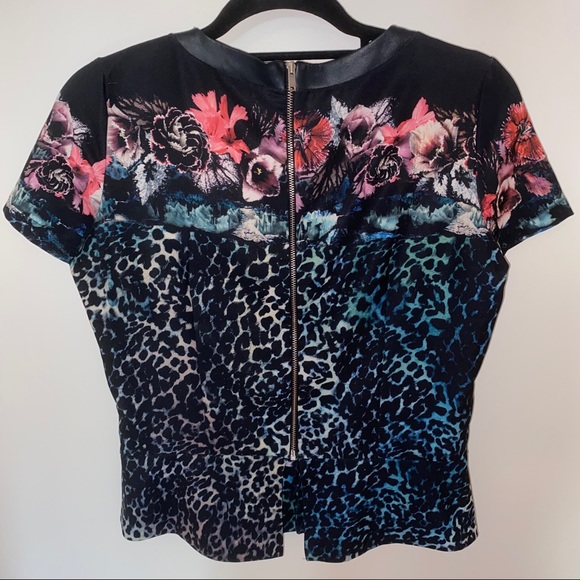 🌴 ZARA Peplum Leopard/Floral Top 🌴 - Picture 2 of 4